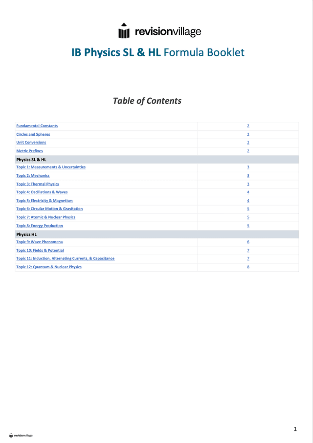 Formula Booklet